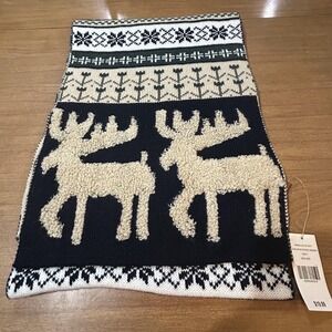 The Paper Store Scarf Womens One Size Blue Reindeer Fair Isle Knit Christmas